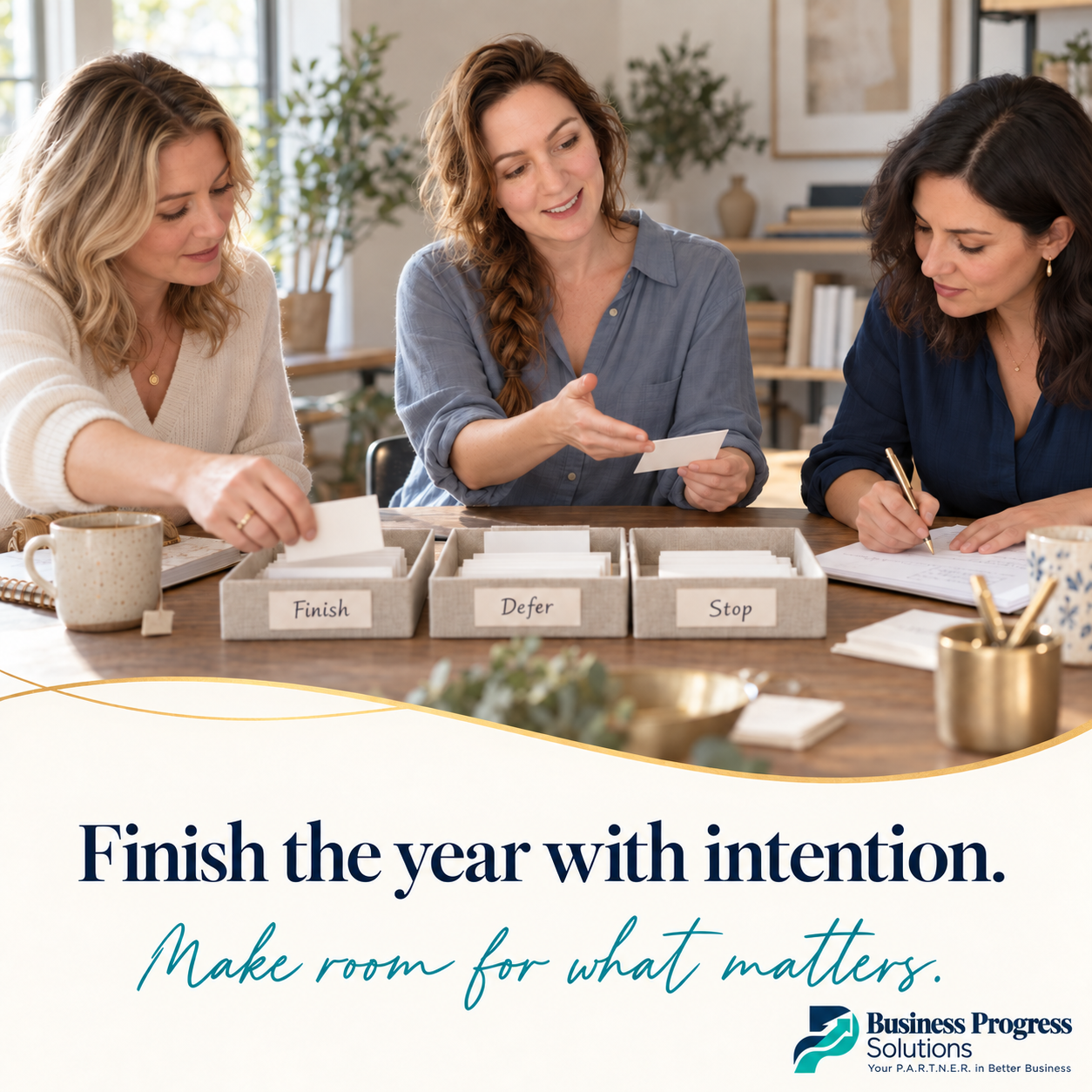Finish the Year Strong Without Leaving Everything to December illustrated with a collaborative working scene